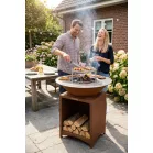 Grill Strend Pro Fiesta, rozsda kivitel, acél, 75 cm átmérő, tűzrakóval