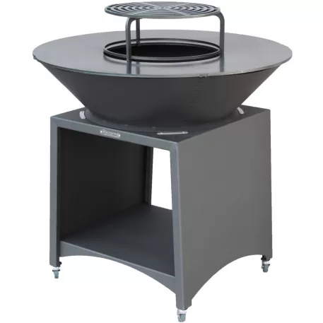 Grill Strend Pro Fiesta, antracit kivitel, acél, 100 cm átmérő, tűzrakóval