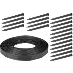   Strend Pro Garden gyepszegély, rugalmas, fekete, L-10 m, 4 cm