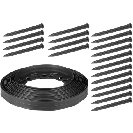 Strend Pro Garden gyepszegély, rugalmas, fekete, L-10 m, 4 cm