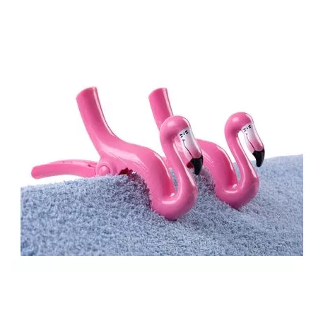 Fogó Strandtörölközőhöz, 13x9x3 cm, 2 db, Flamingók