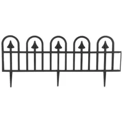   Mini díszkerítés, Gardens F709, 78 x 34 cm, műanyag, fekete, 4 db