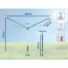 LEIFHEIT Szárító 82008 Linomatic 600 Deluxe Cover, kinti
