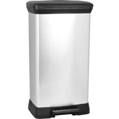 Curver® PEDAL BIN szemetes, 50L, 29x39x73 cm, fekete/ezüst