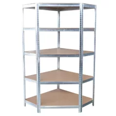   Sarokpolc Racks RAT80, fém, MDF, 5 polcos, 180x90x40 cm, max. 150 kg/polc