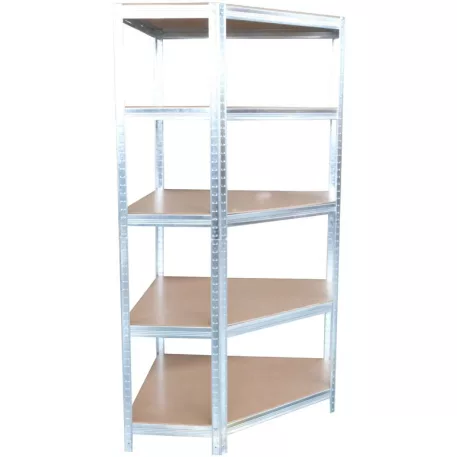 Sarokpolc Racks RAT80, fém, MDF, 5 polcos, 180x90x40 cm, max. 150 kg/polc
