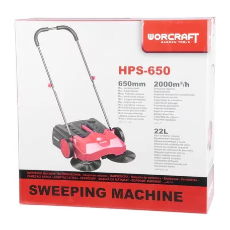 Seprőgép Worcraft HPS-650, mechanikus seprű, 22 literes térfogattal