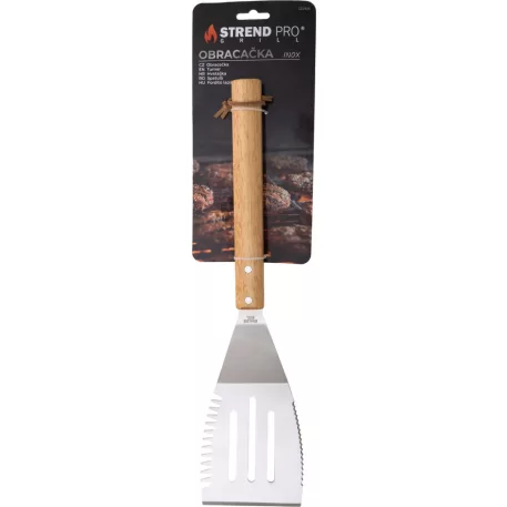 Fordítólapát Strend Pro Grill, grillezéshez, rozsdamentes acél, fa nyéllel, 41 cm