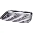 Tál MagicHome, grillezéshez, téglalap alakú, perforált, rozsdamentes acél tálca, 24,3x34,3x2,4 cm