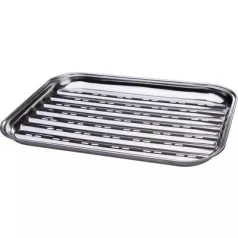   Tál MagicHome, grillezéshez, téglalap alakú, perforált, rozsdamentes acél tálca, 24,3x34,3x2,4 cm