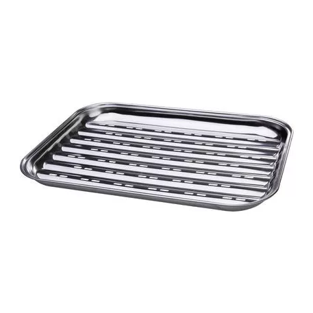Tál MagicHome, grillezéshez, téglalap alakú, perforált, rozsdamentes acél tálca, 24,3x34,3x2,4 cm