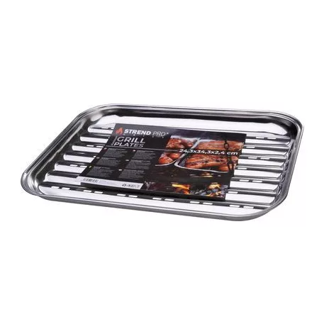 Tál MagicHome, grillezéshez, téglalap alakú, perforált, rozsdamentes acél tálca, 24,3x34,3x2,4 cm