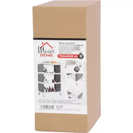 Polc MagicHome Rolly, műanyag, 4 polcos, 49x29x75,5 cm, kerekeken