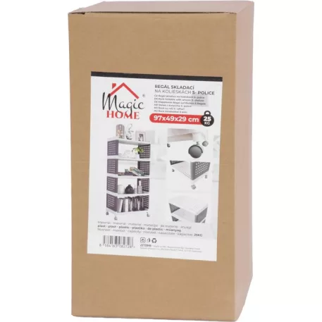 Polc MagicHome Rolly, műanyag, 5 polcos, 49x29x97 cm, kerekeken