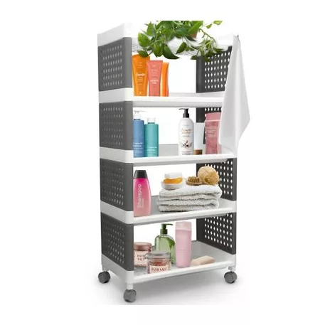 Polc MagicHome Rolly, műanyag, 5 polcos, 49x29x97 cm, kerekeken