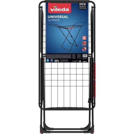 Szárító Vileda Universal, ruhaszárító, fekete, összecsukható, 18 m