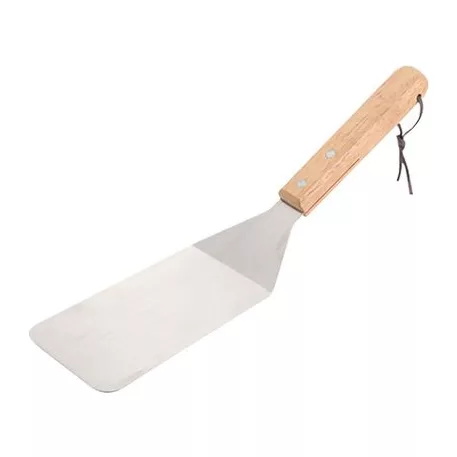 Strend Pro Grill fordító, grillezéshez és sütéshez, fa nyéllel, rozsdamentes acél, 34cm