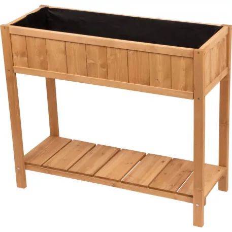 Strend Pro Garden virágágyás, 89x33x76 cm, alsó polccal, fa, magasított, lábakkal