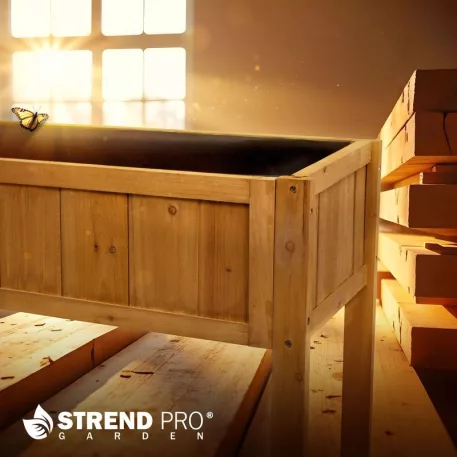 Strend Pro Garden virágágyás, 89x33x76 cm, alsó polccal, fa, magasított, lábakkal