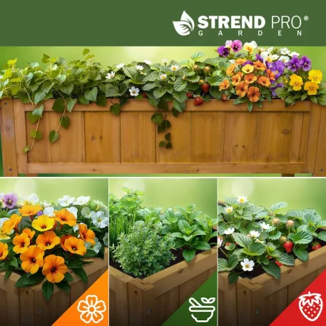 Strend Pro Garden virágágyás, 89x33x76 cm, alsó polccal, fa, magasított, lábakkal