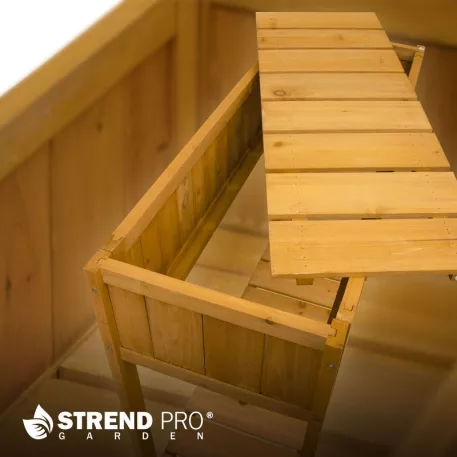 Strend Pro Garden virágágyás, 89x33x76 cm, alsó polccal, fa, magasított, lábakkal