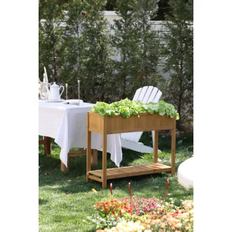 Strend Pro Garden virágágyás, 89x33x76 cm, alsó polccal, fa, magasított, lábakkal