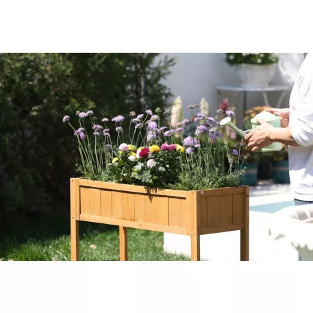 Strend Pro Garden virágágyás, 89x33x76 cm, alsó polccal, fa, magasított, lábakkal