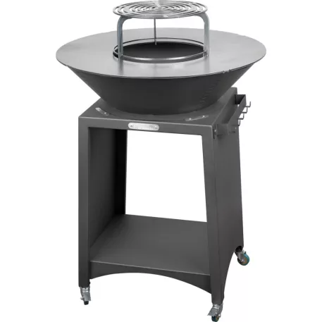 Grill Strend Pro Fiesta, fekete, acél, 75 cm átmérőjű, tűztérrel