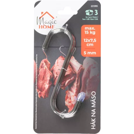 Húshorog MagicHome, 3 db-os csomag, rozsdamentes acél, 12x7,5 cm, átm. 5 mm