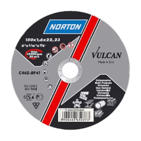 Vágókorong NORTON Vulcan A 115x1,0x22 A60S-BF41, fém-Inox