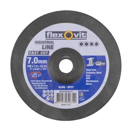 Köszörűkorong FastCut A5360 180x7,0x22,2 mm, A24Q-BF27, acél