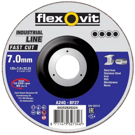 Acél vágótárcsa flexOvit Industrial Line Fast Cut, 125x7.0x22.2 mm, A24Q-BF27