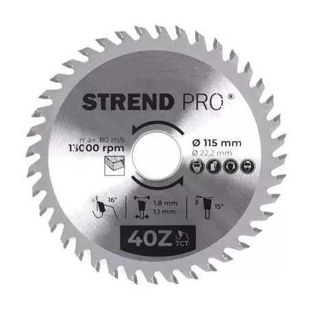 Strend Pro TCT 115 x 1,8 x 22,2 mm 40T, körfűrészlap