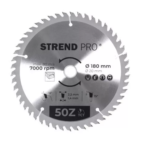 Strend Pro TCT 180 x 2,2 x 20/16 mm 50T, körfűrészlap