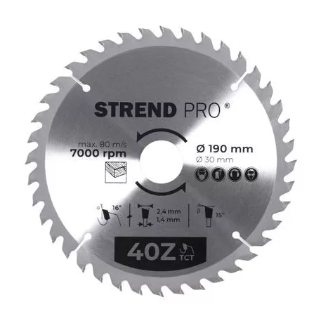 Strend Pro TCT 190 x 2,4 x 30/20 mm 40T, körfűrészlap