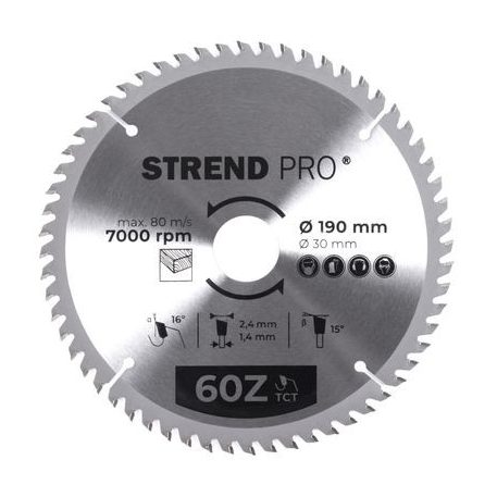 Strend Pro TCT 190 x 2,4 x 30/20 mm 60T, körfűrészlap