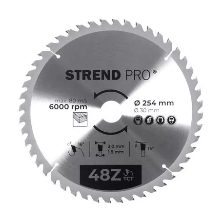 Strend Pro TCT 254 x 3,0 x 30/20 mm 48T, körfűrészlap