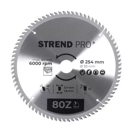 Strend Pro TCT 254 x 3,0 x 30/20 mm 80T, körfűrészlap