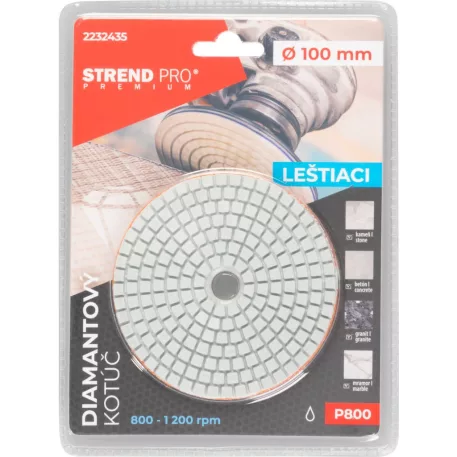 Strend Pro Premium P800 tárcsa, 100 mm, polírozó, gyémánt, tépőzáras, nedves polírozó és csiszolókorong