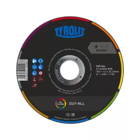Tyrolit Tárcsa 125x1,6mm, 41C, AC46Q-BFB, Universal, CUT-ALL, Basic *