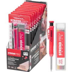   Ceruza Strend Pro Premium, csattal, acél hegy, ács, jelölő hegyezővel, 6 rúddal, készlet