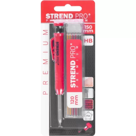 Ceruza Strend Pro Premium, csattal, acél hegy, ács, jelölő hegyezővel, 6 rúddal, készlet