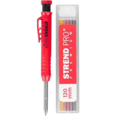 Ceruza Strend Pro Premium, csattal, acél hegy, ács, jelölő hegyezővel, 6 rúddal, készlet
