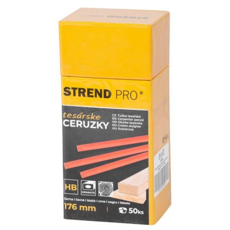 Ácsceruza Strend Pro, 176 mm, fekete ceruzabél, szögletes