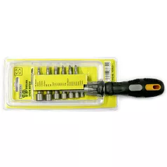   Készlet 19 db 1X Bittartó Bitek (-) 3 5.5, 6,5 mm (+) PH0, PH1, PH2 Bitek Torx T10, T15, T20, T25, T