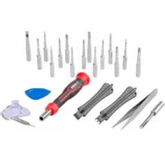   Bit készlet Strend Pro Premium ComfortGrip DL134, 23 részes, csavarhúzóval, mobiltelefon javításhoz