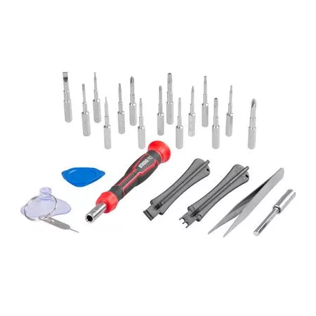 Bit készlet Strend Pro Premium ComfortGrip DL134, 23 részes, csavarhúzóval, mobiltelefon javításhoz