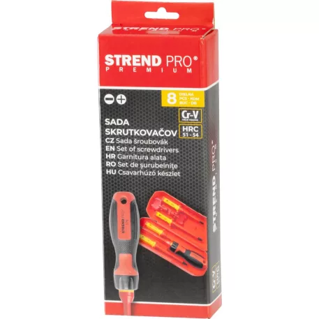 Csavarhúzó készlet Strend Pro, VDE 8 részes, lapos + Phillips, elektromos