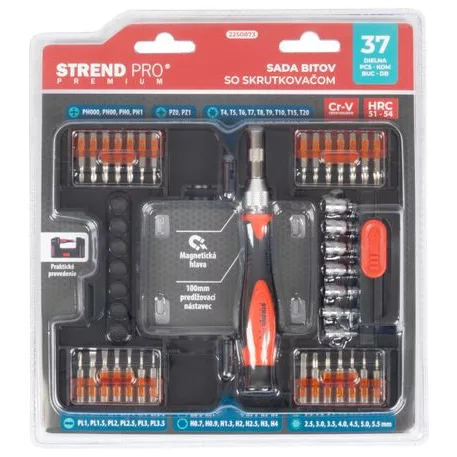 Csavarhúzó készlet Strend Pro Premium, 37 részes, torx + lapos + Phillips