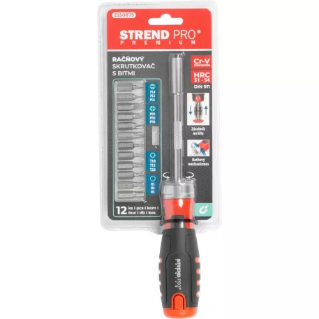 Csavarhúzó Strend Pro Premium, készlet, 12 bittel, torx + lapos + Philips